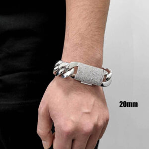 18/20/22mm Iced Clasp Cuban bracelet silver
