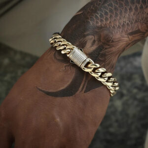 6/8/10/12/14mm  Iced Clasp Cuban bracelet 18K Gold