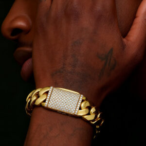 18/20/22mm Iced Clasp Cuban bracelet 18K Gold
