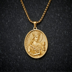 Religious Medal Necklace for Men and Women, Stainless Steel, Retro Christian Religious Amulet Pendant Jewelry Gift