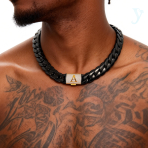 26 letters iced Miami Hip Hop Cuban link chain black gold for 14mm