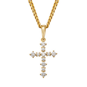 24inch for Iced Diamond Cross Pendant Necklace 14K Gold